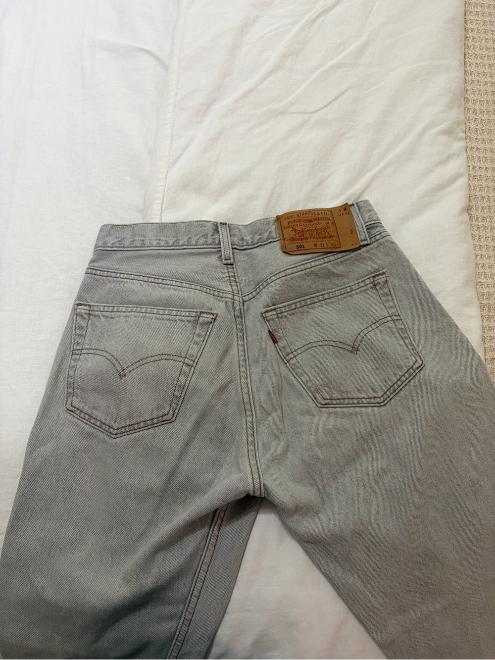 Levi's Light Gray 501 Straight Fit Jeans
